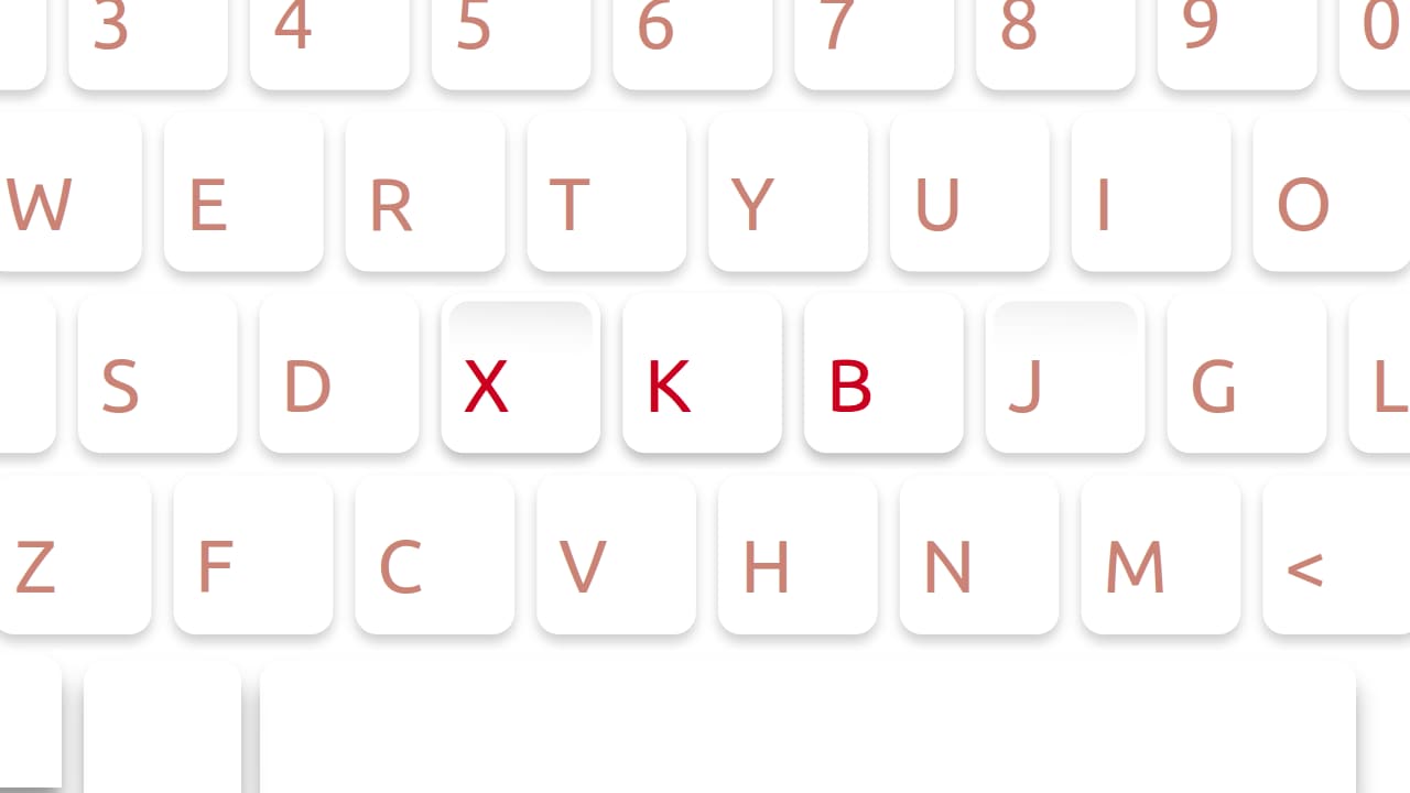 A keyboard, three keys in the center say “XKB”